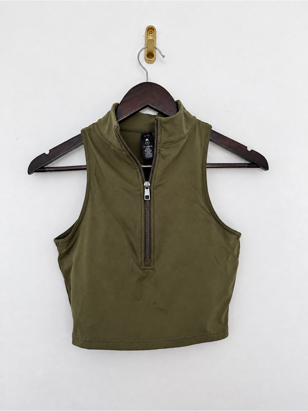 Balance Athletica now Vitality Olive Green Half Zip Crop Top Size Medium